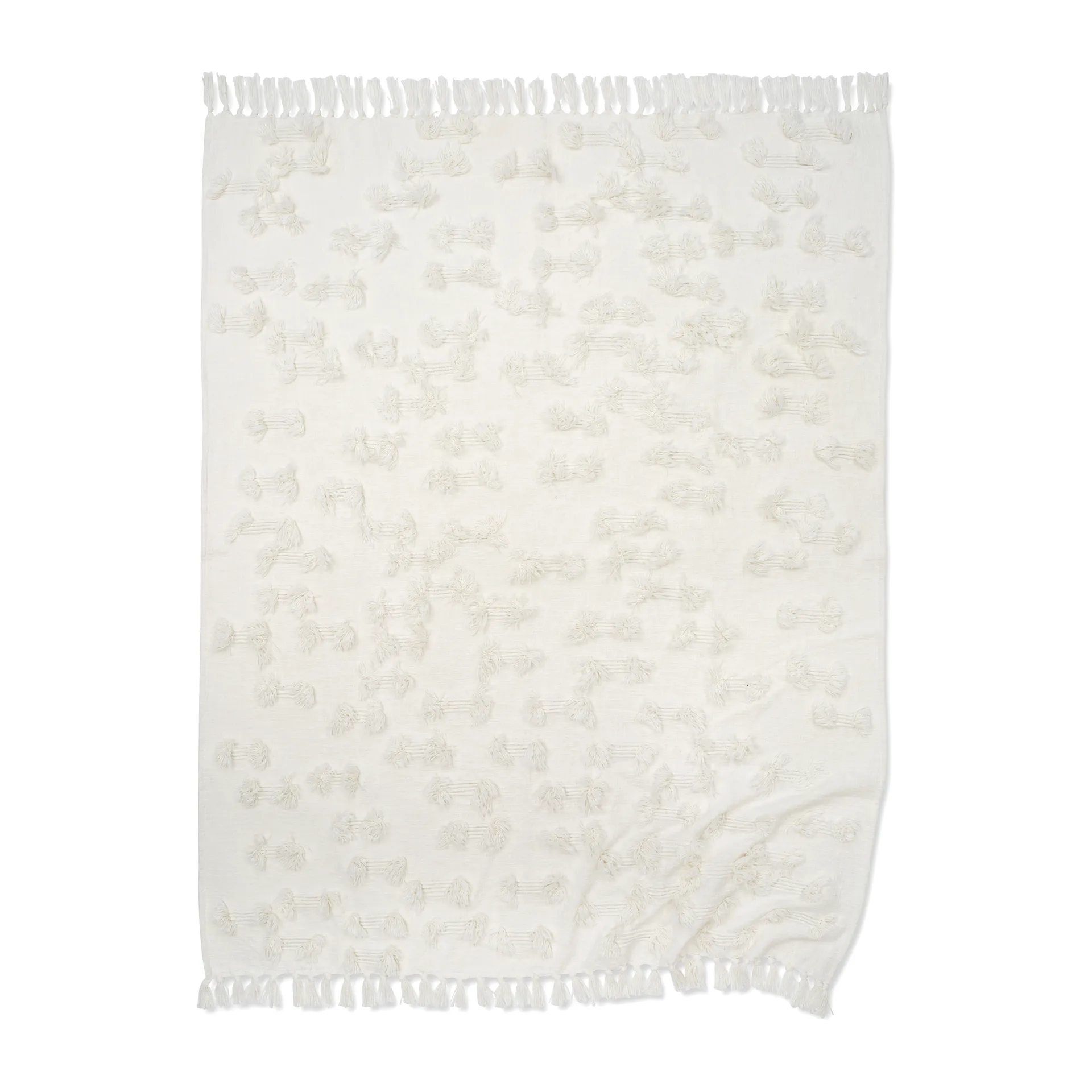 Plaid en coton Rope 130x170 cm, Blanc Classic Collection