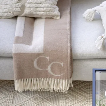 Plaid en laine Monogram 130x200 cm - Beige - Classic Collection