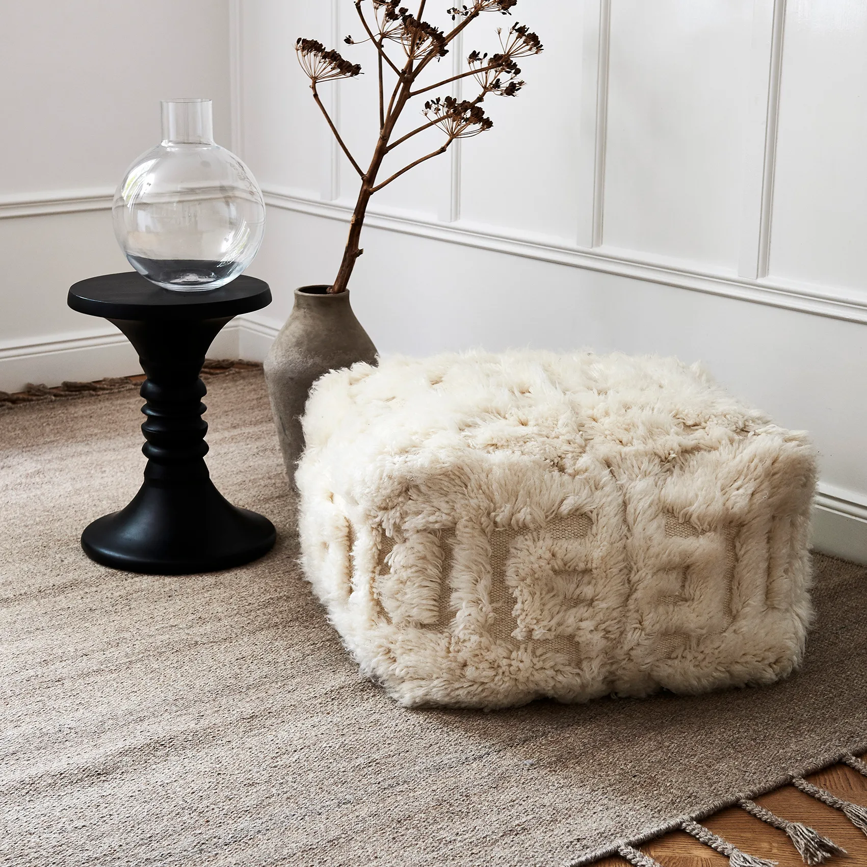 Pouf Casablanca 55x55 cm, Blanc Classic Collection