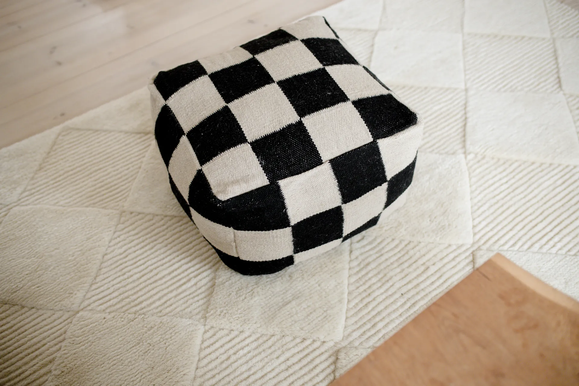 Pouf Square 50x50 cm, Noir-naturel Classic Collection