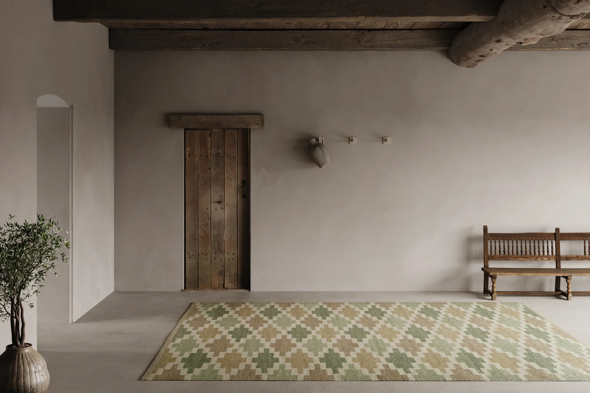 Röllakan Tapis Korsnäs, Beige vert, 200x300 cm Classic Collection