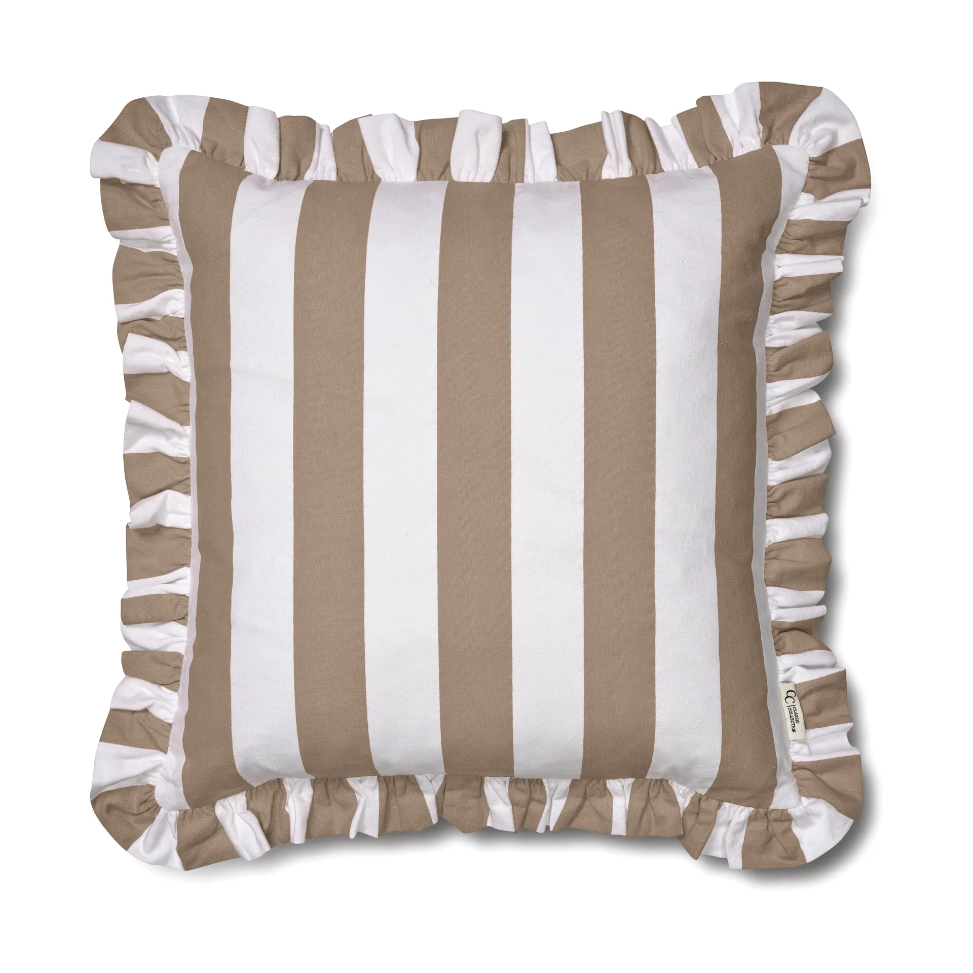 Ruffle Stripes housse de coussin 50x50 cm, Beige Classic Collection