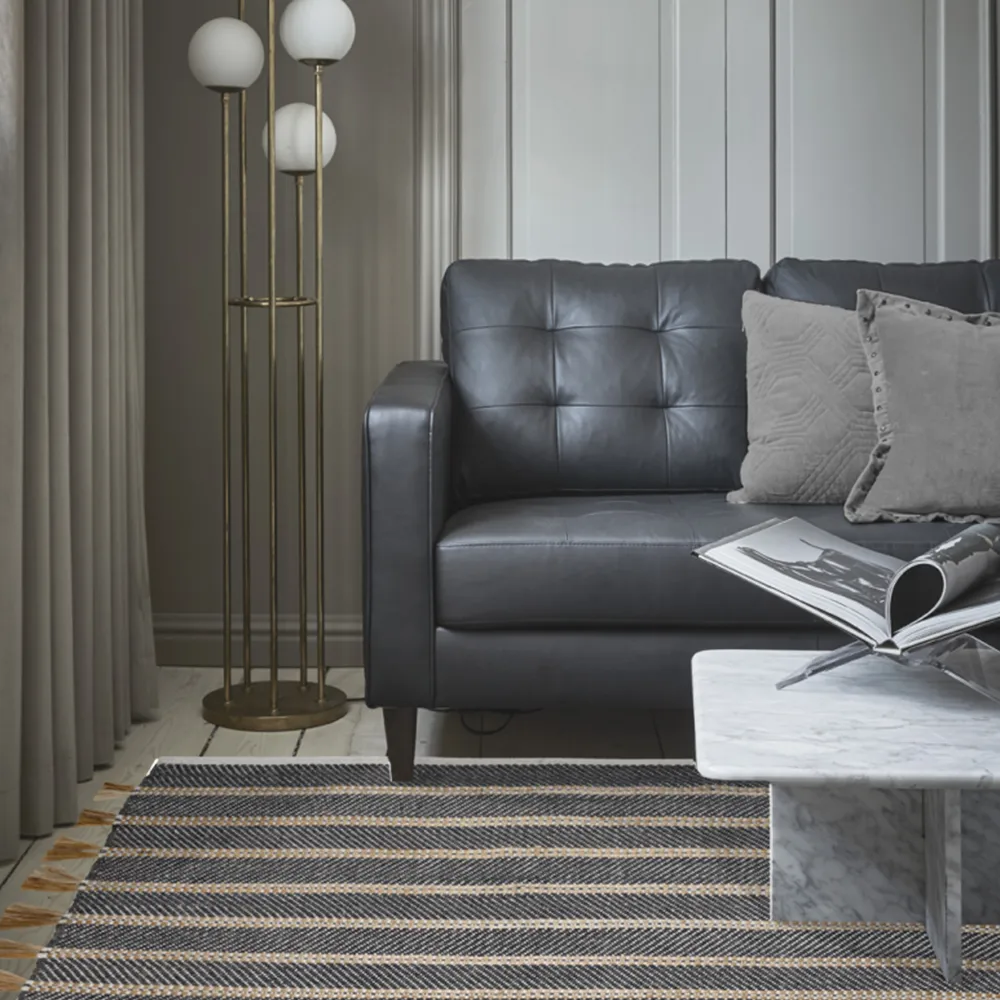 Tapis Cochin, noir/jute, 170x230 cm Classic Collection