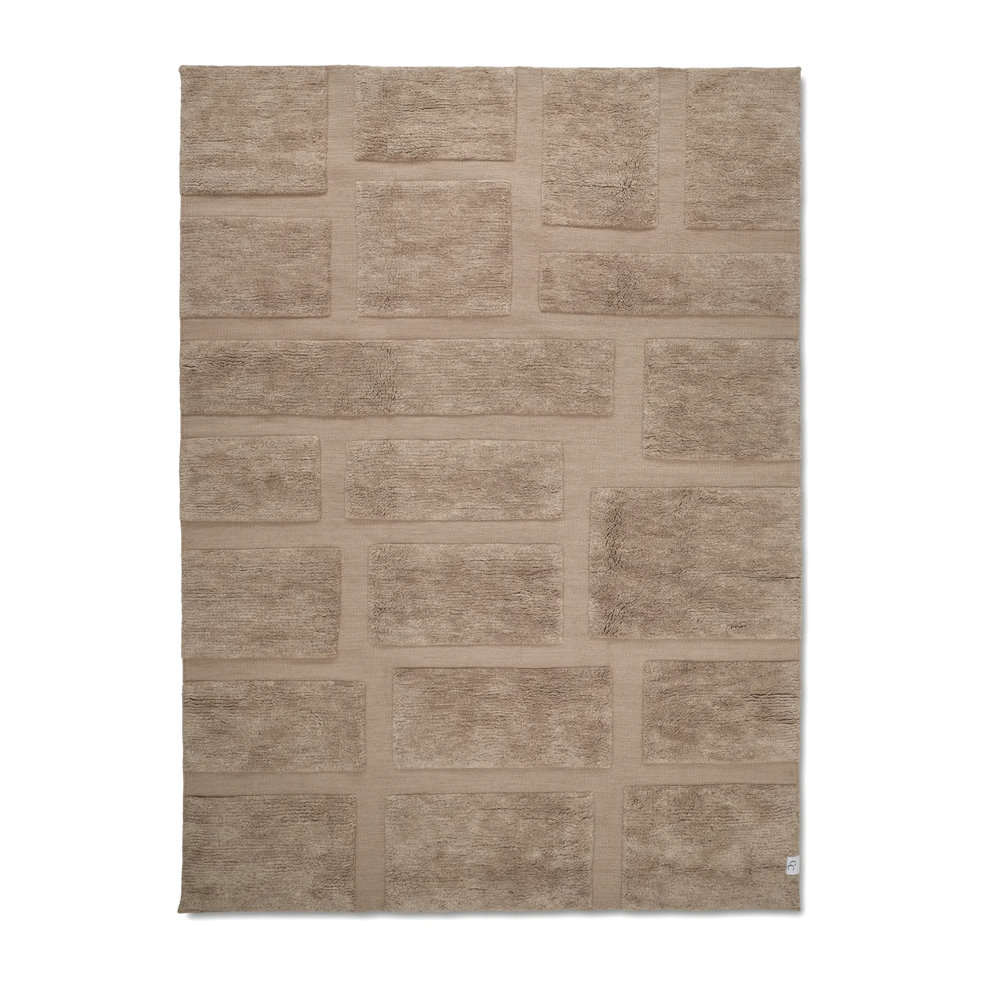 Tapis en laine Bricks 250x350 cm, Beige Classic Collection