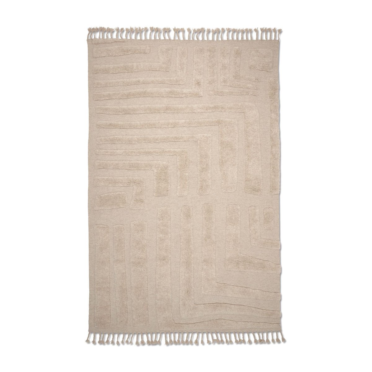 Classic Collection Tapis en laine Field 200x300 cm Beige naturel