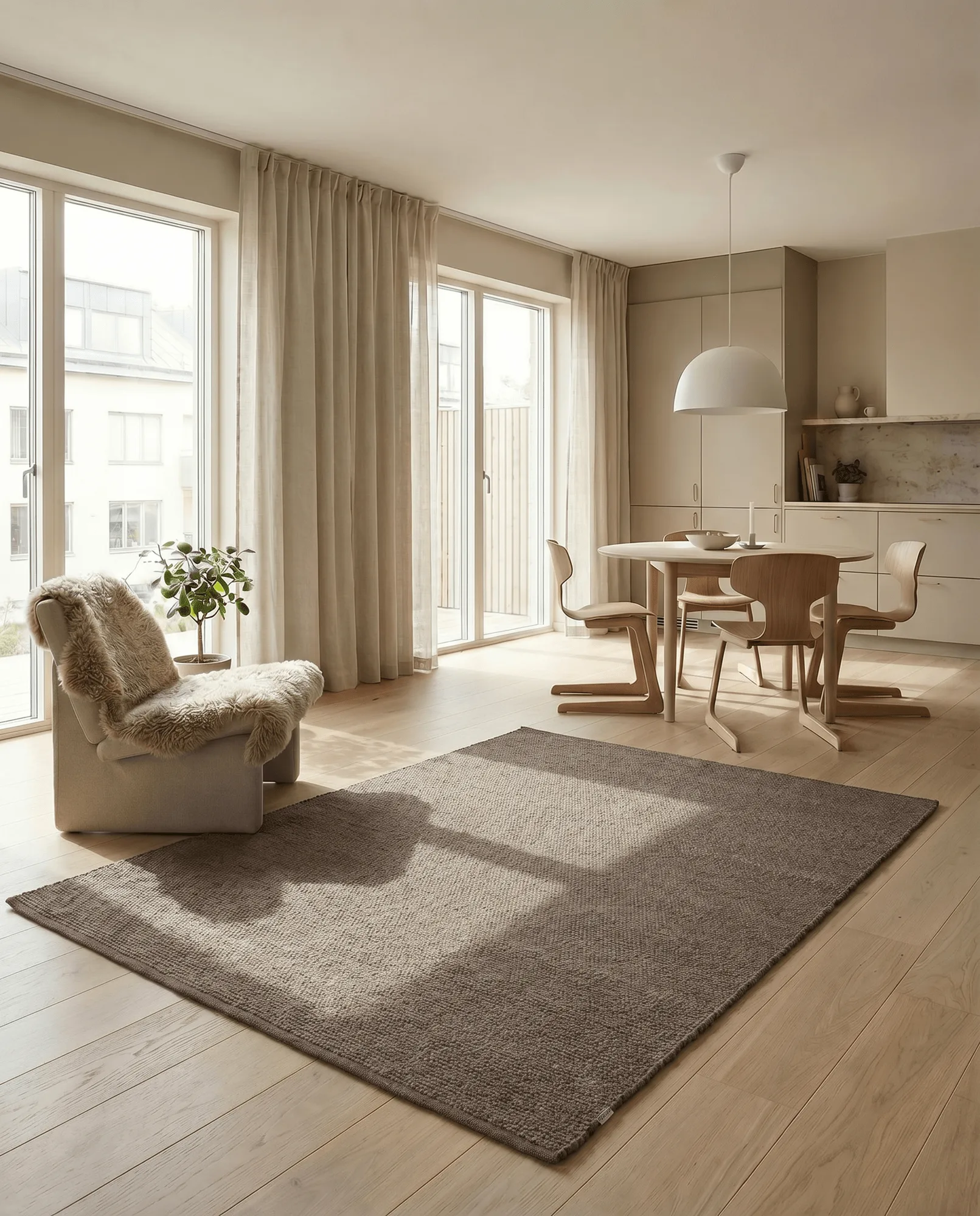 Tapis en laine Merino, Marron, 140x200 cm Classic Collection