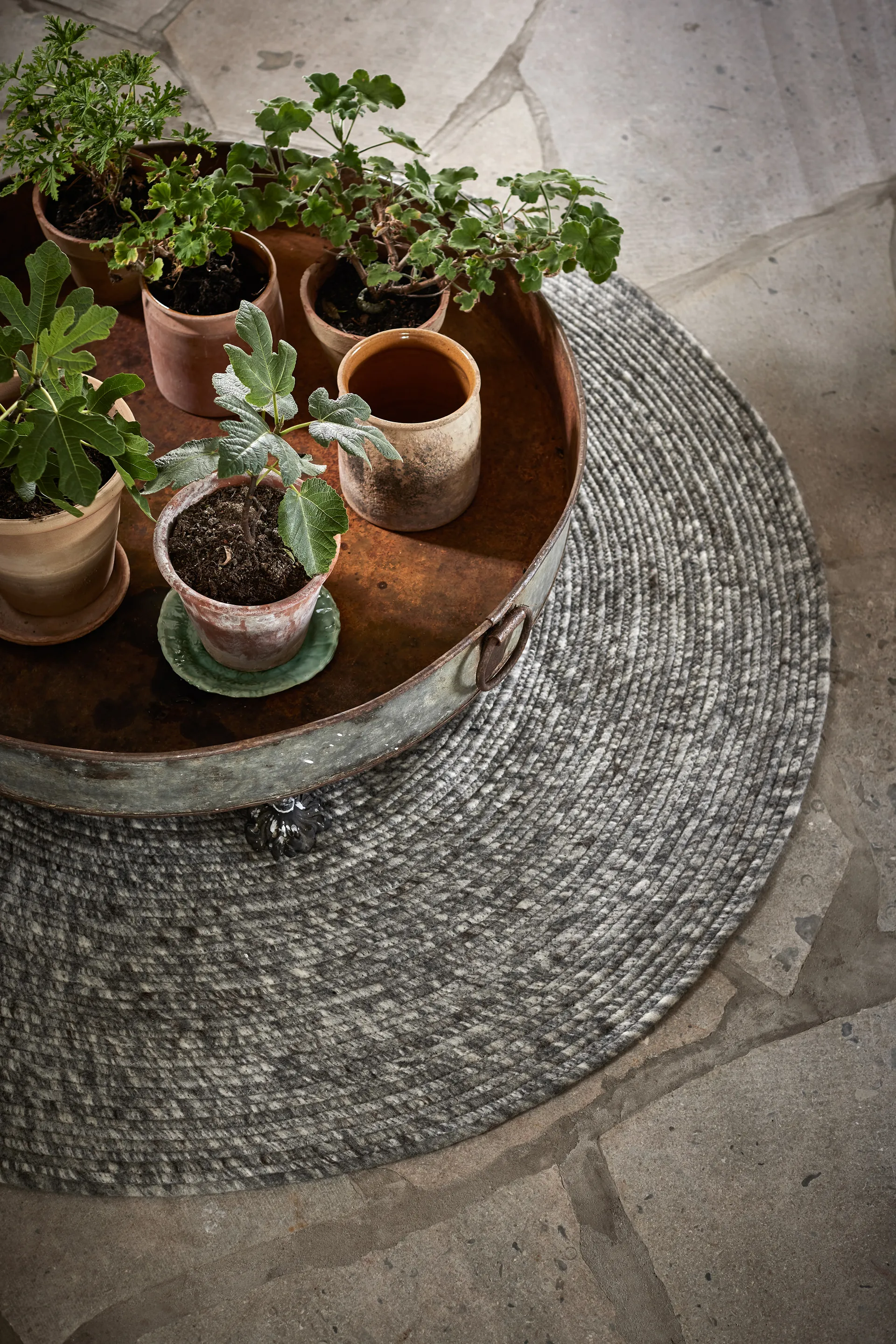 Tapis en laine rond Merino Ø160 cm, Gris Classic Collection