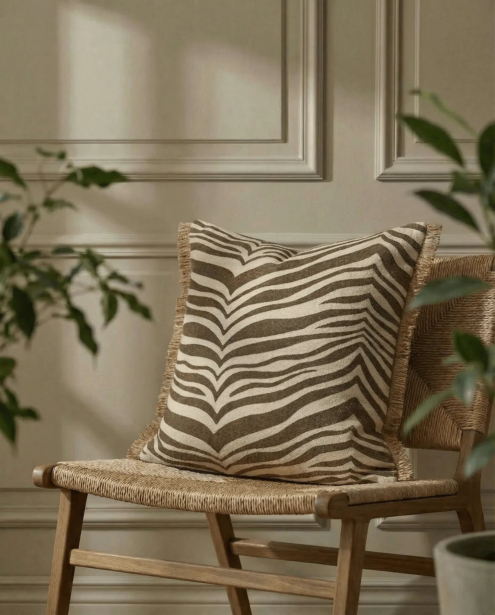 Zebra coussin, Marron-naturel, 50x50 cm Classic Collection