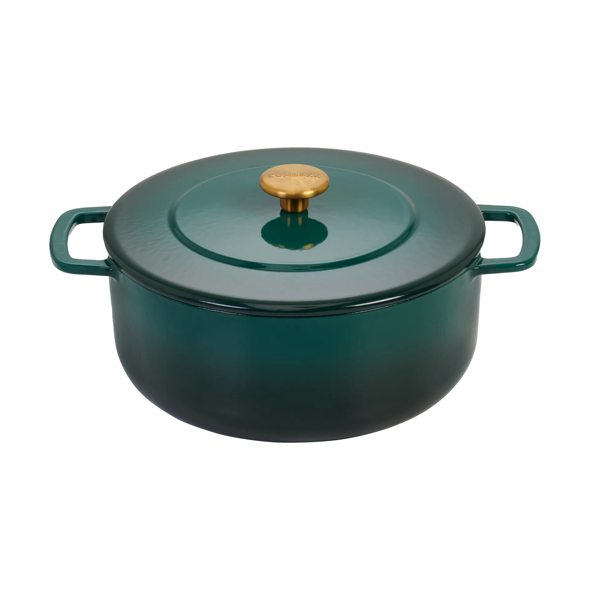 Cocotte Combekk Enameled en fonte émaillée Ø24 cm, Holly Green-gold knob Combekk