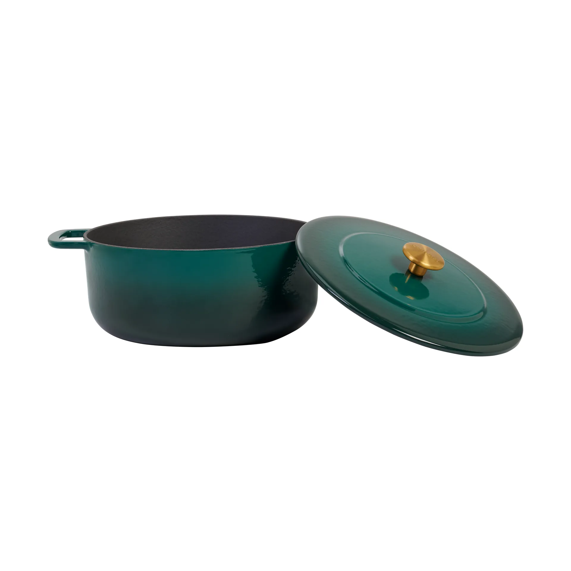 Cocotte Combekk Enameled en fonte émaillée Ø28 cm, Holly Green-gold knob Combekk