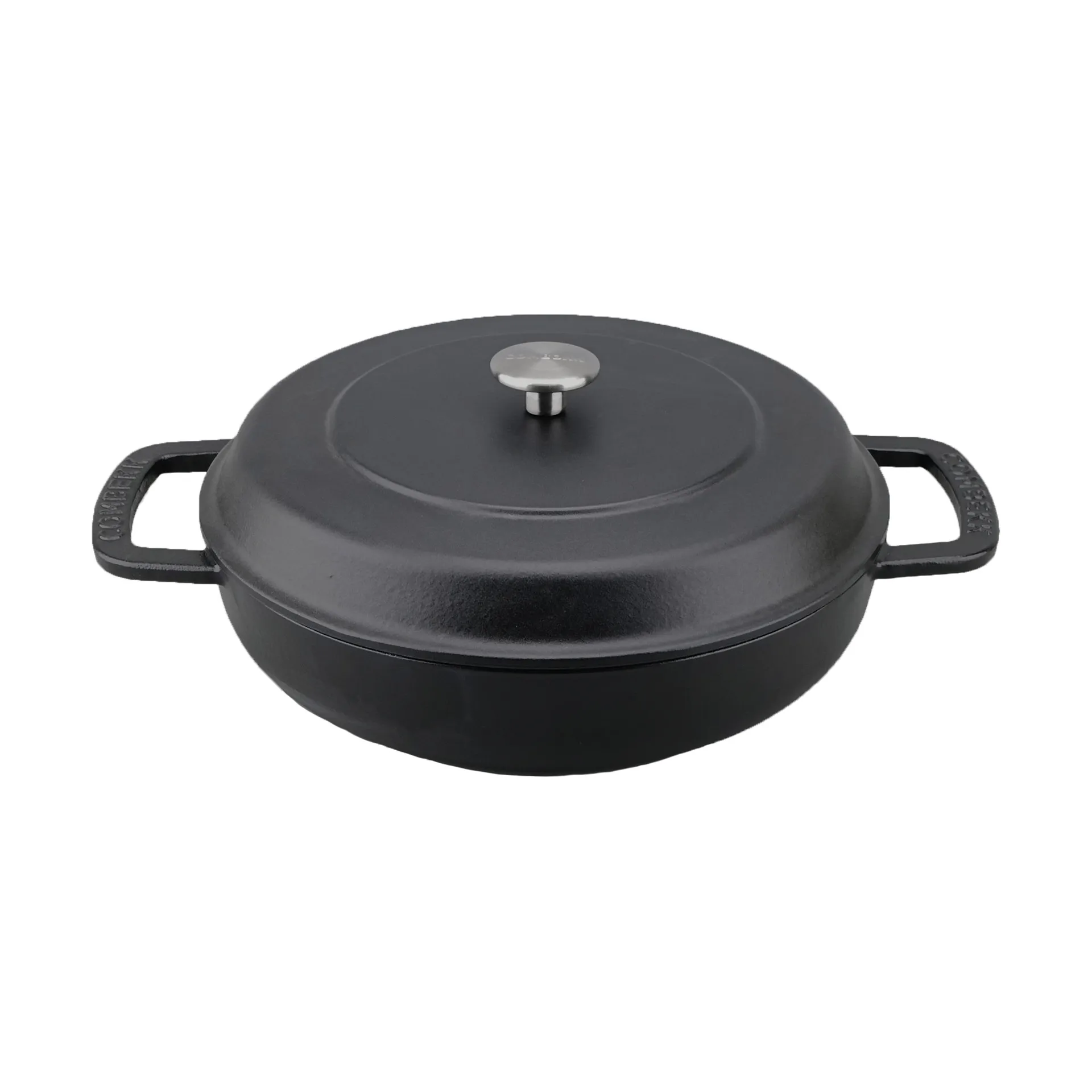 Sauteuse Combekk Enameled en fonte émaillée Ø28 cm, Black-silver knob Combekk