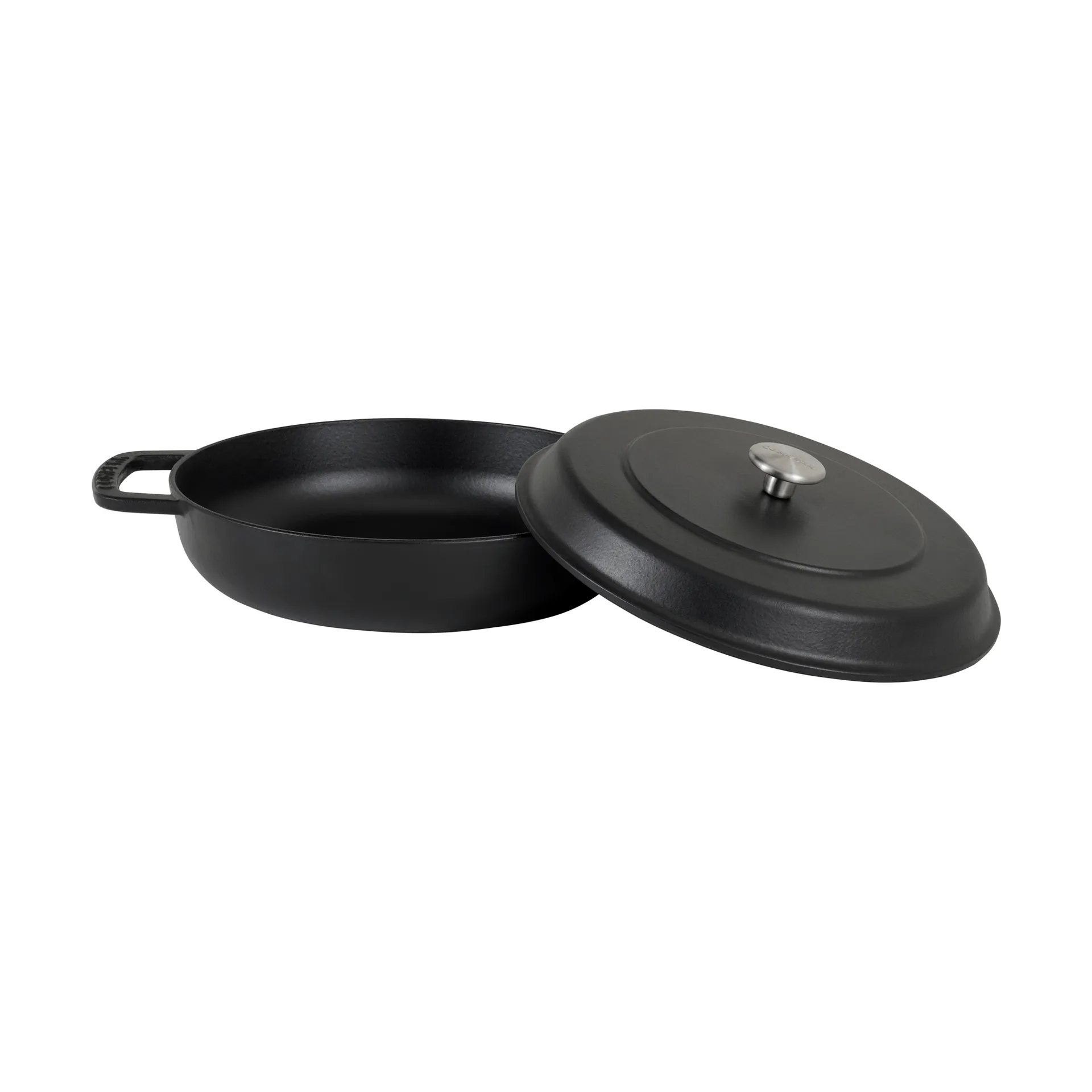 Sauteuse Combekk Enameled en fonte émaillée Ø28 cm, Black-silver knob Combekk