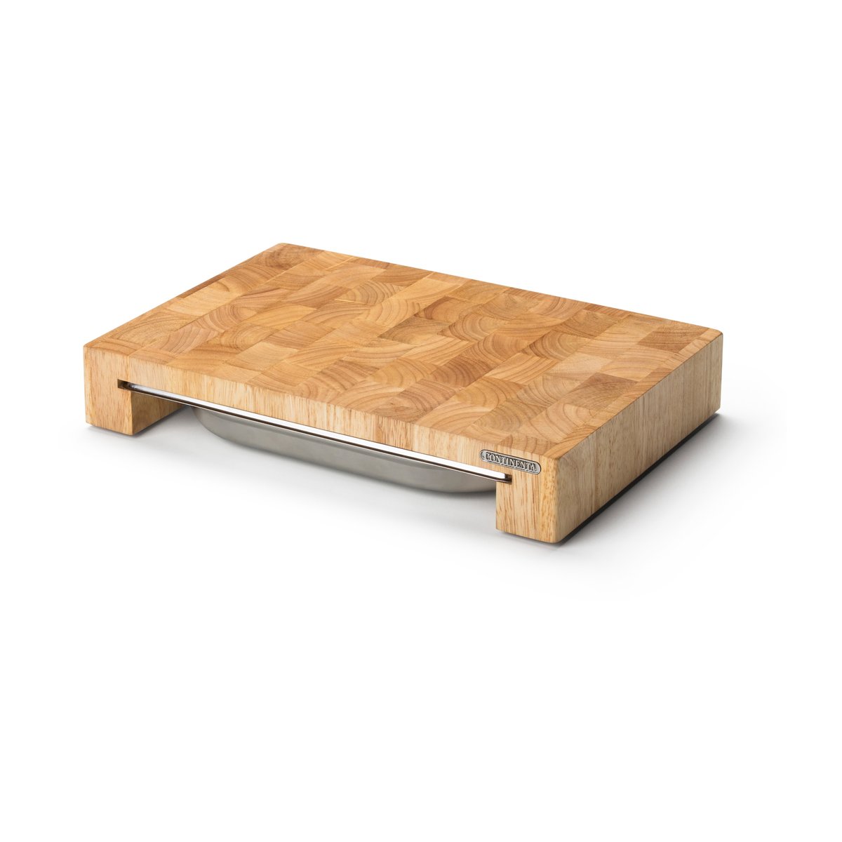 continenta planche à découper en bois de caoutchouc avec 1 planche en fer blanc 27x39 cm