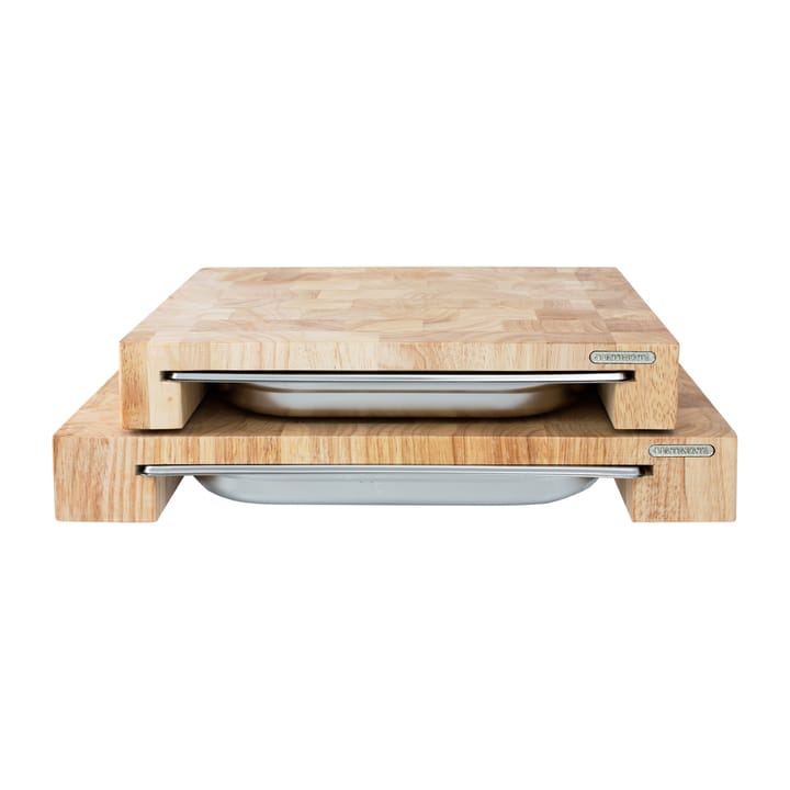 Planche à découper en bois de caoutchouc avec 1 planche en fer blanc - 27x39 cm - Continenta