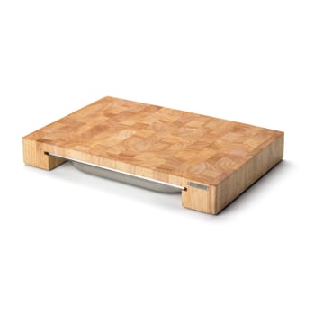 Planche à découper en bois de caoutchouc avec 1 planche en fer blanc - 32x48 cm - Continenta