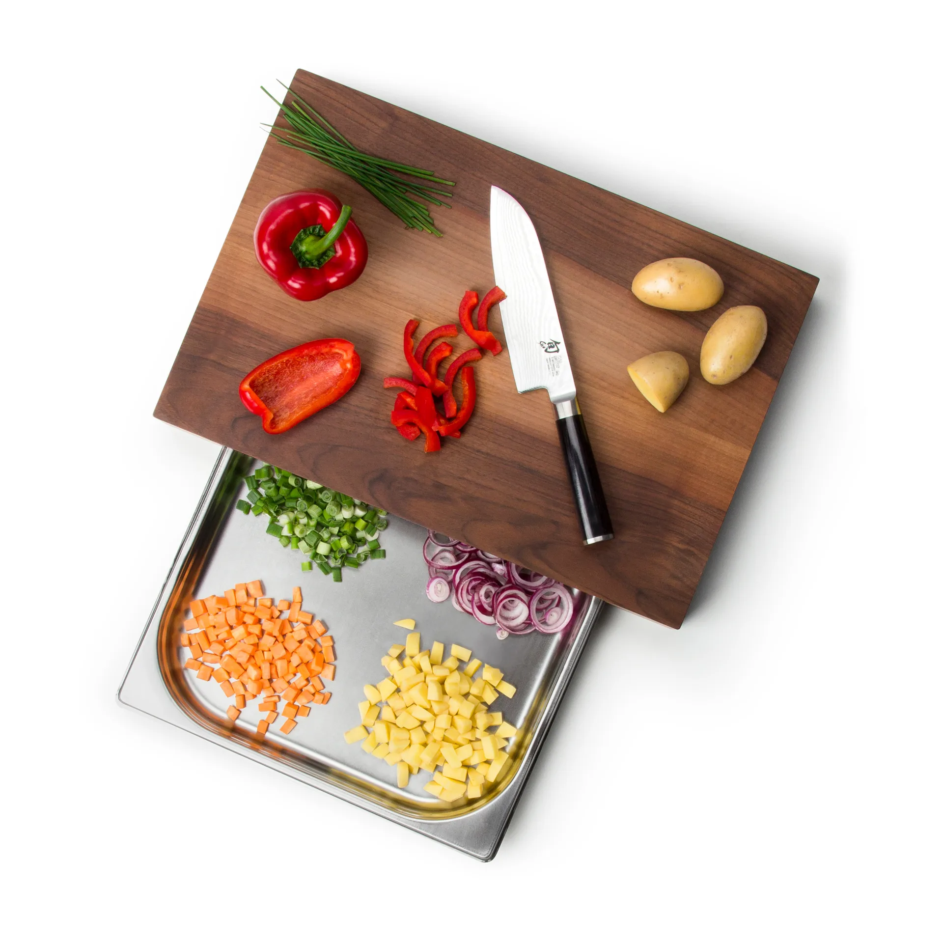 Planche à découper noyer avec 1 planche en fer blanc, 32x48 cm Continenta