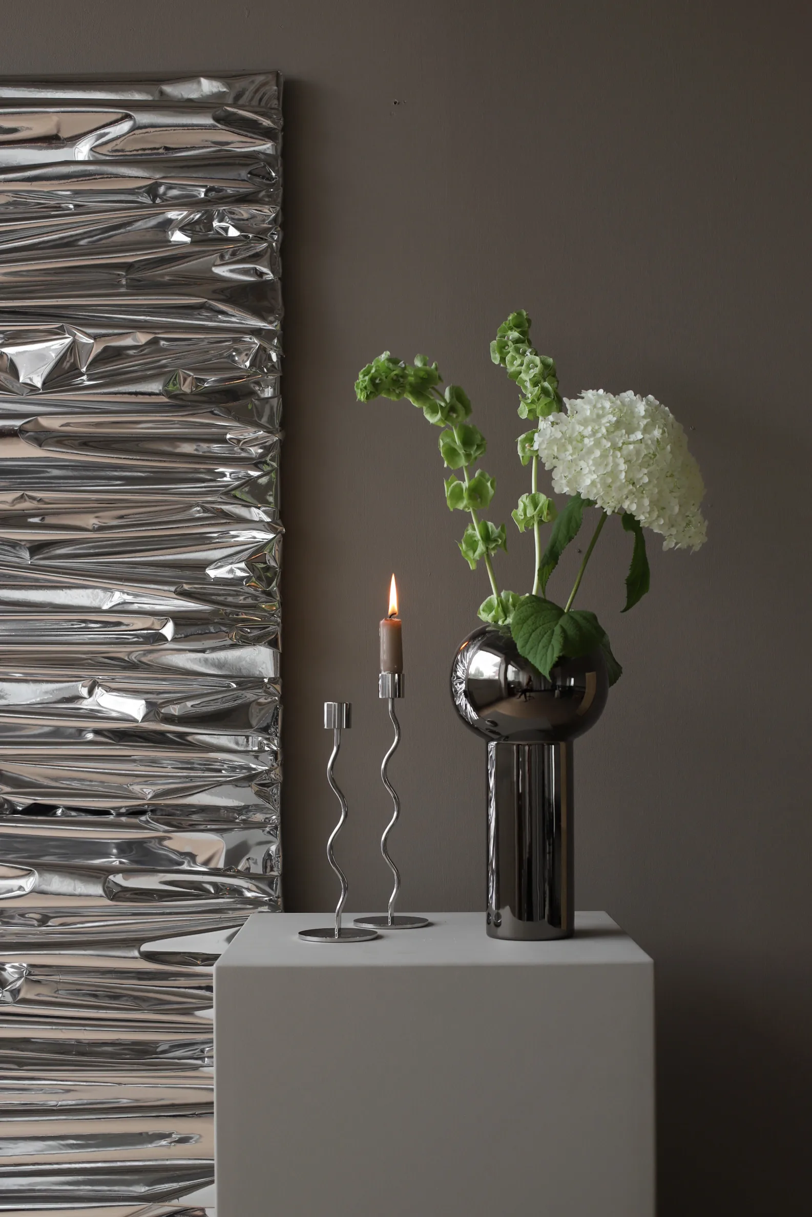 Bougeoir Curved 23 cm, Acier inoxydable Cooee Design