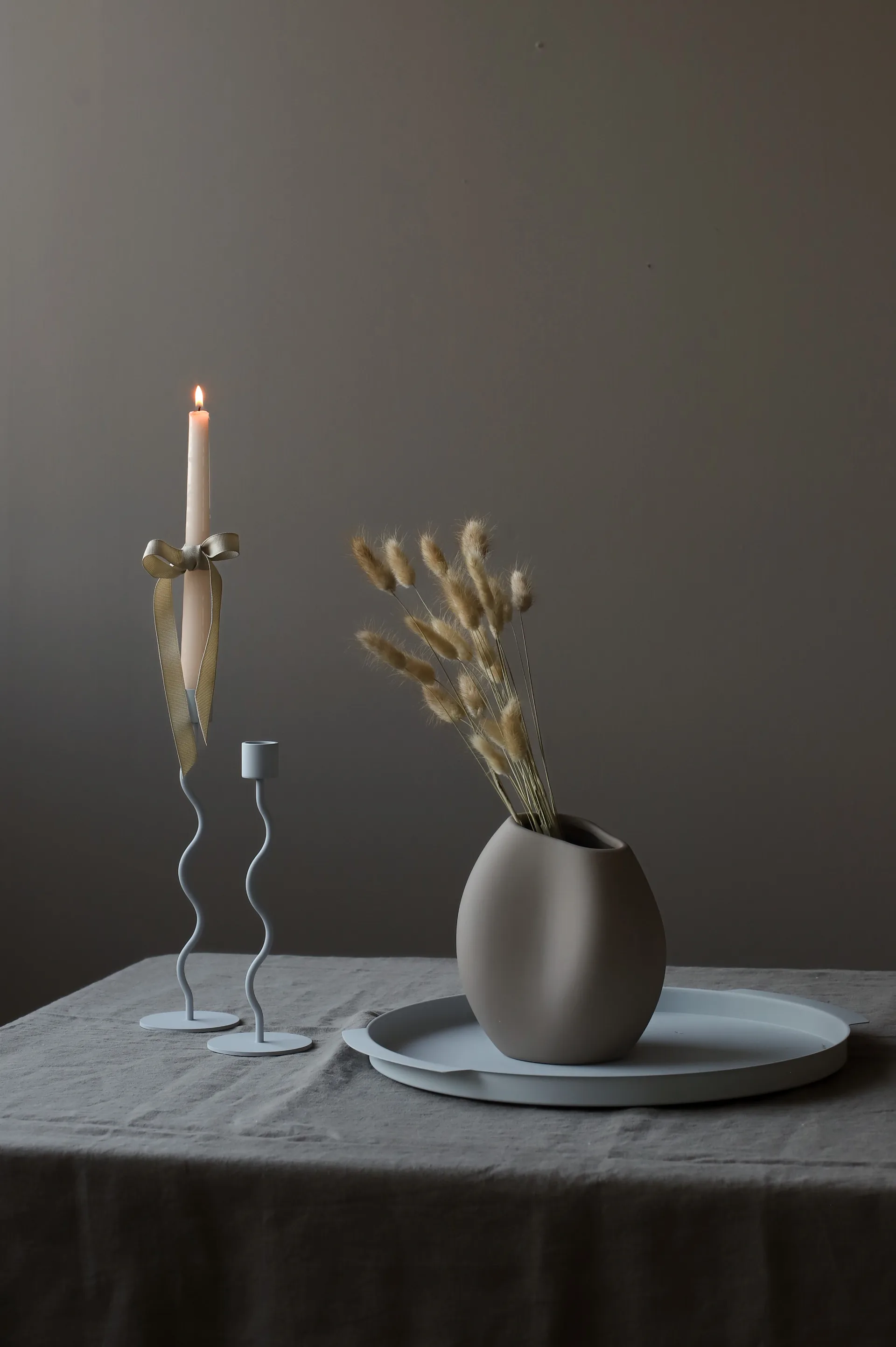 Bougeoir Curved 23 cm, Pale blue Cooee Design