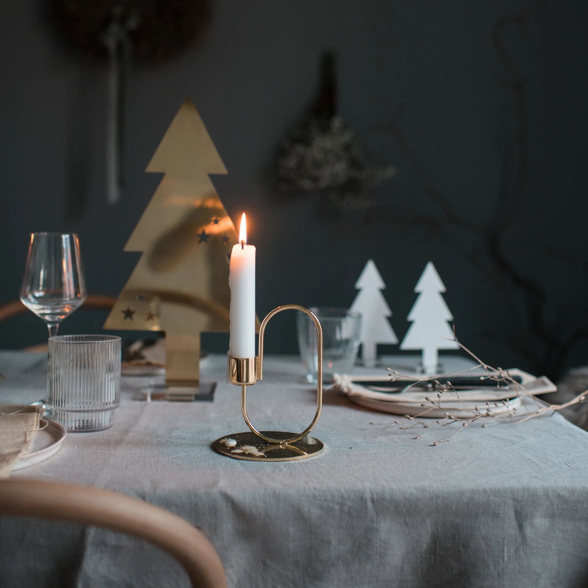 Bougeoir Swoop, Laiton Cooee Design