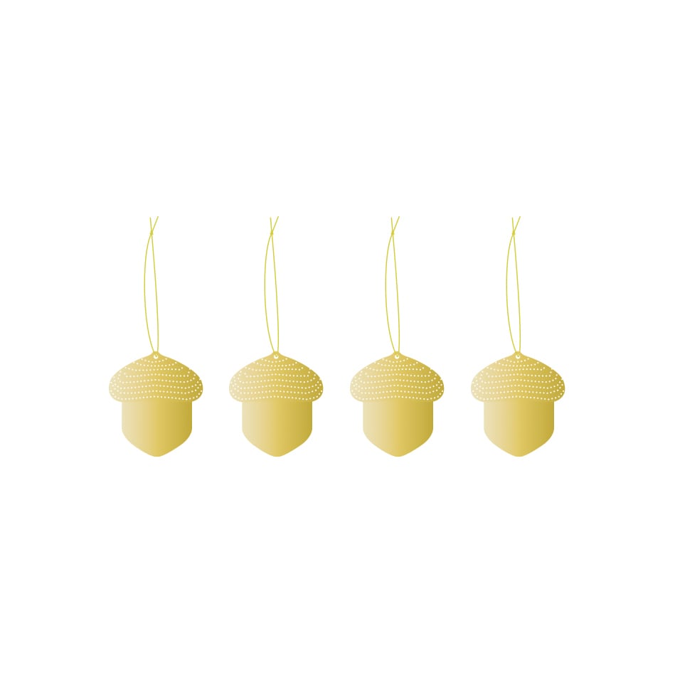 Cooee Design Cooee Décoration de Noël Laiton Lot de 4 Acorn