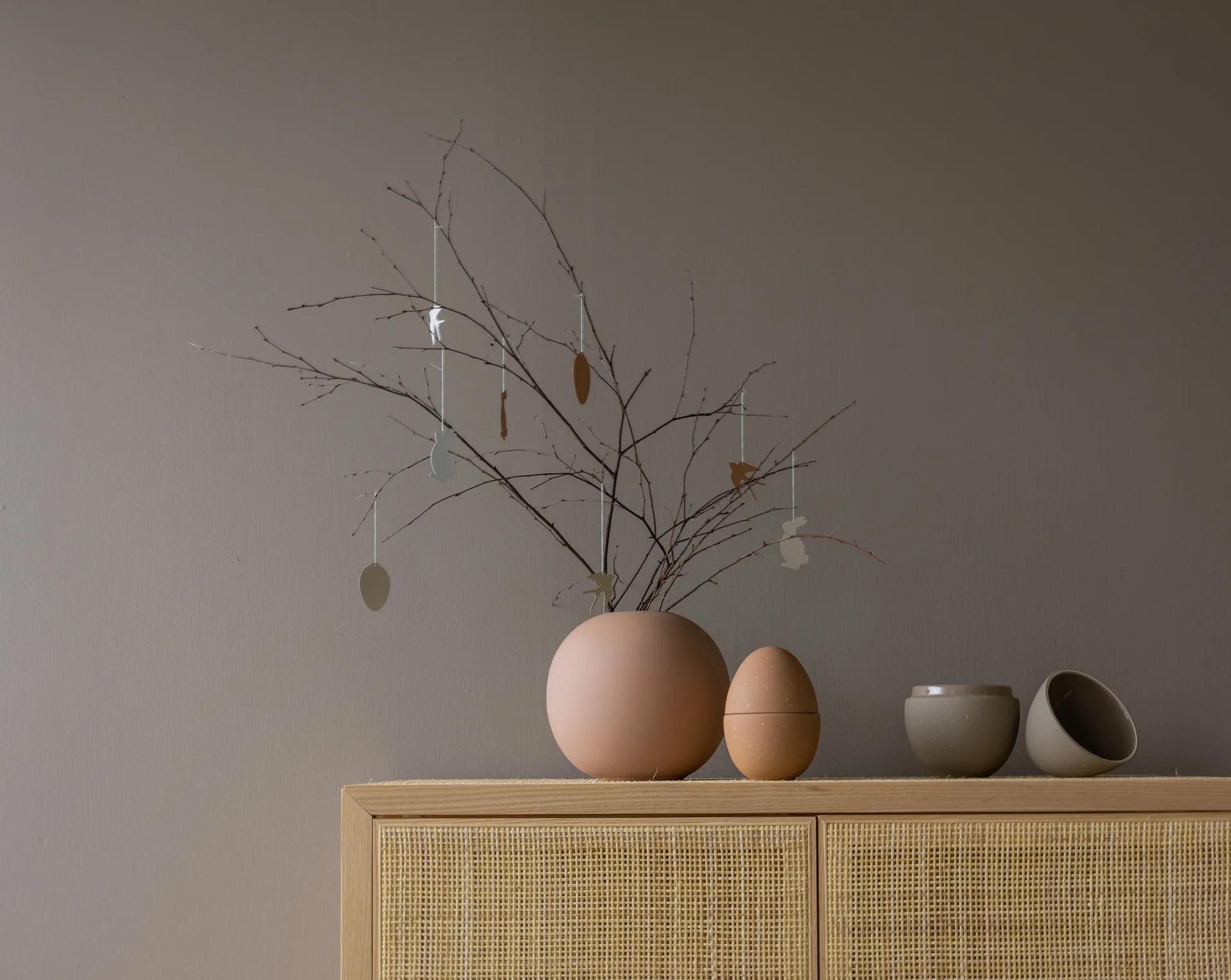 Décoration de Pâques Easter Deco oiseau Lot de 4, Cafe au lait Cooee Design