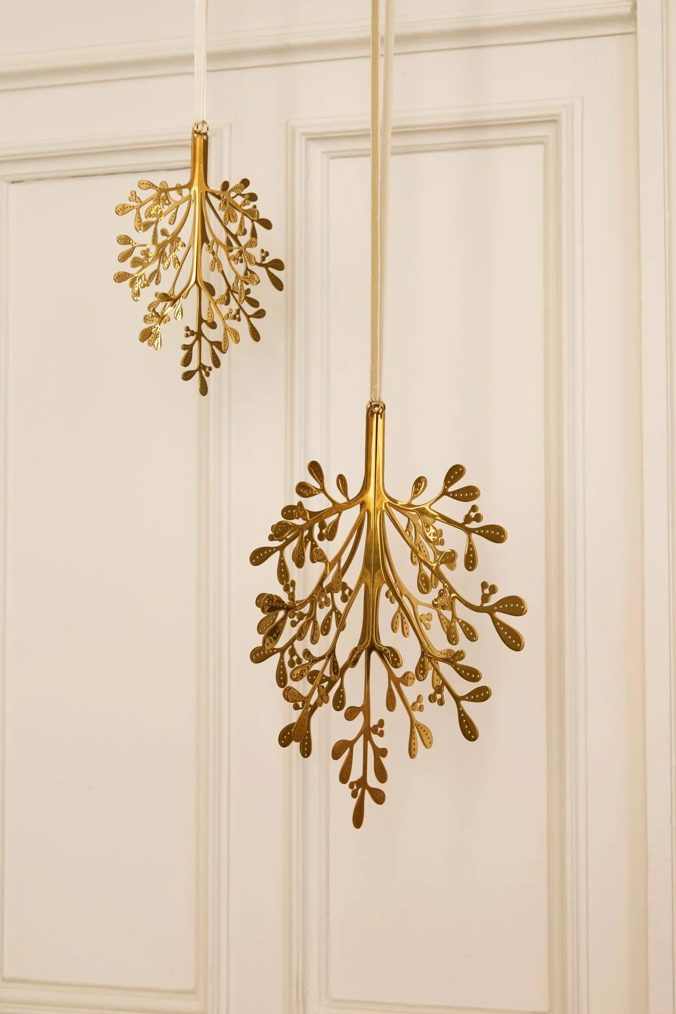 Mistletoe suspension de Noël, lot de 2, Laiton 20 cm Cooee Design
