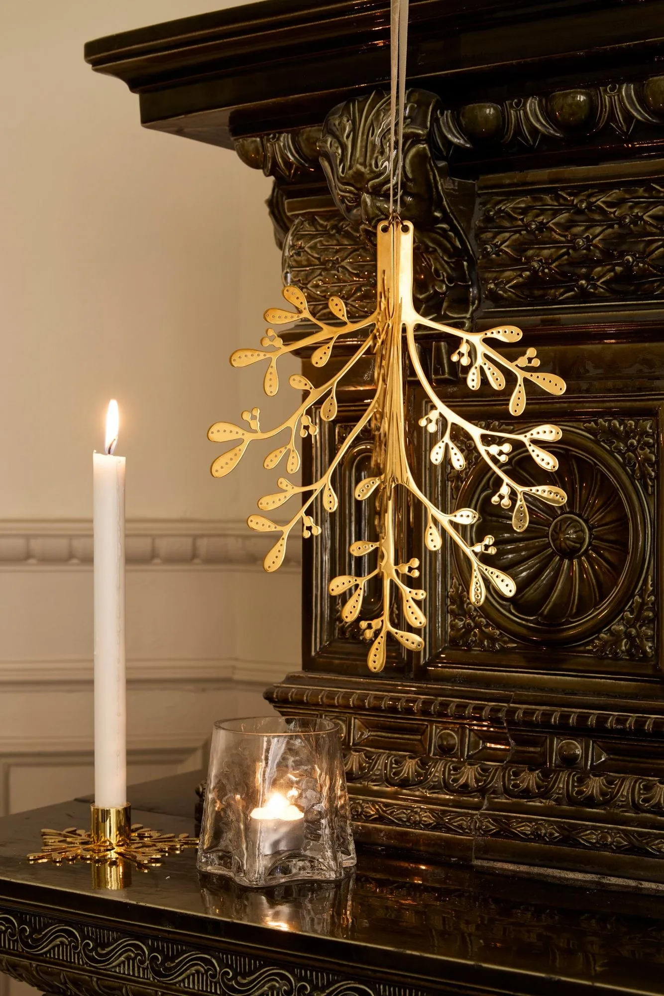 Mistletoe suspension de Noël, lot de 2, Laiton 20 cm Cooee Design