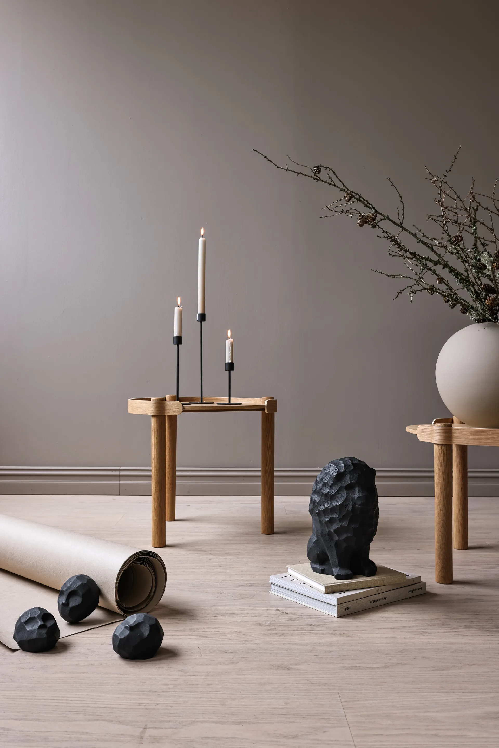 Sculpture Pebble heads Lot de 3, Coal Cooee Design