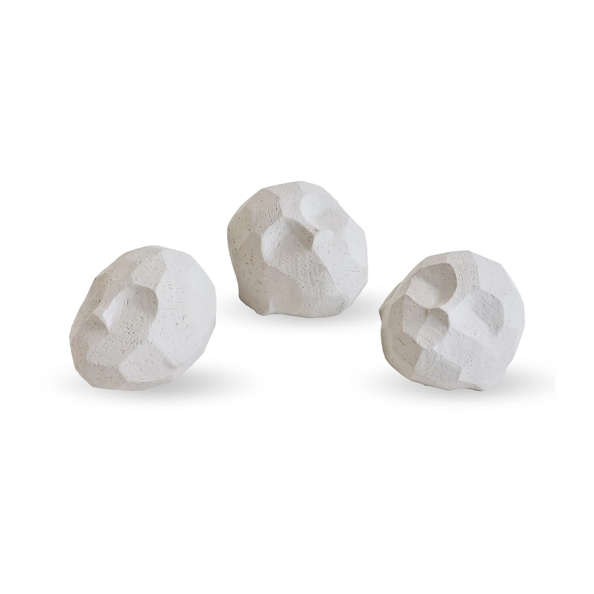 Sculpture Pebble heads Lot de 3, Limestone Cooee Design