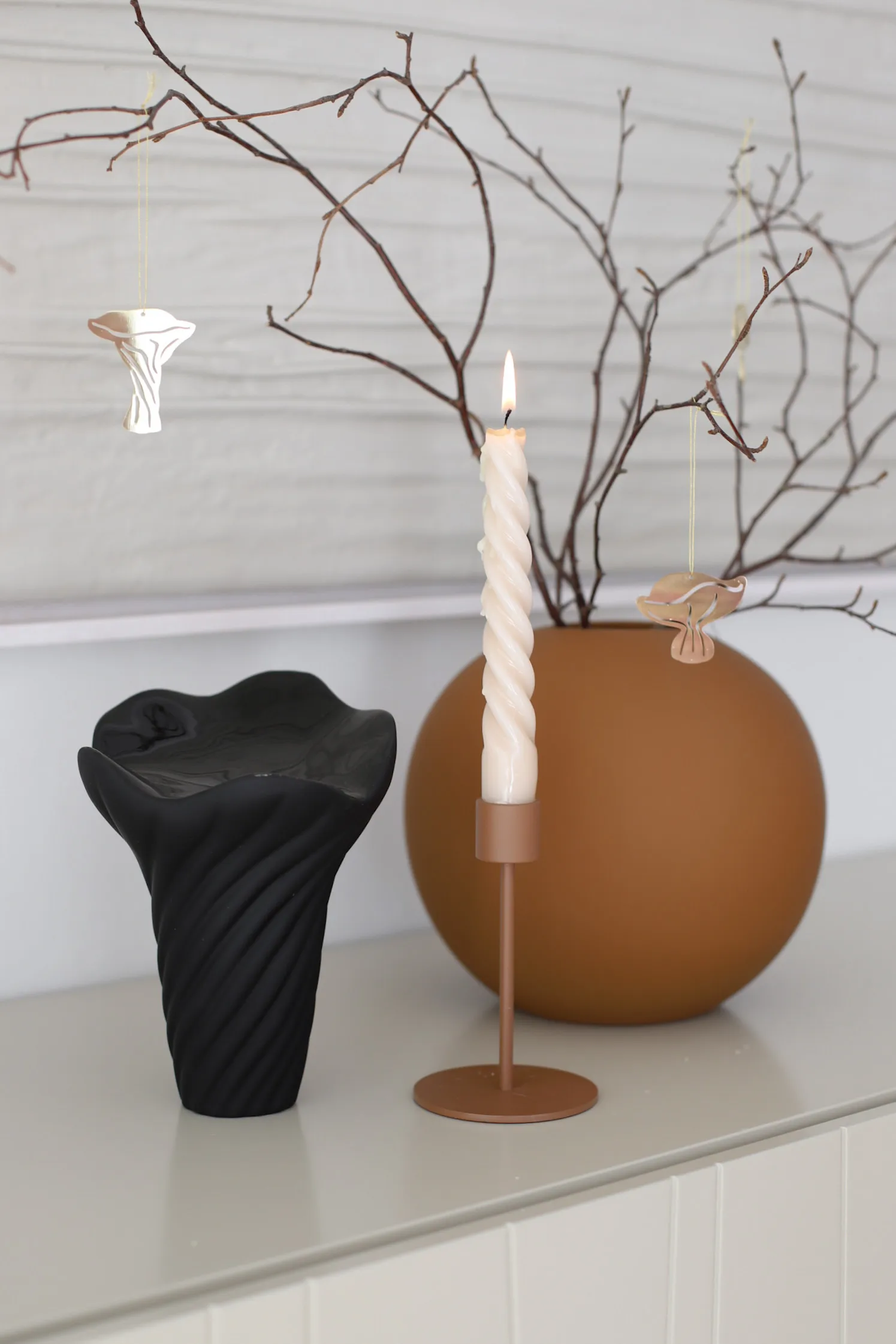 Set de 4 champignons décoratifs à pendre, Laiton Cooee Design