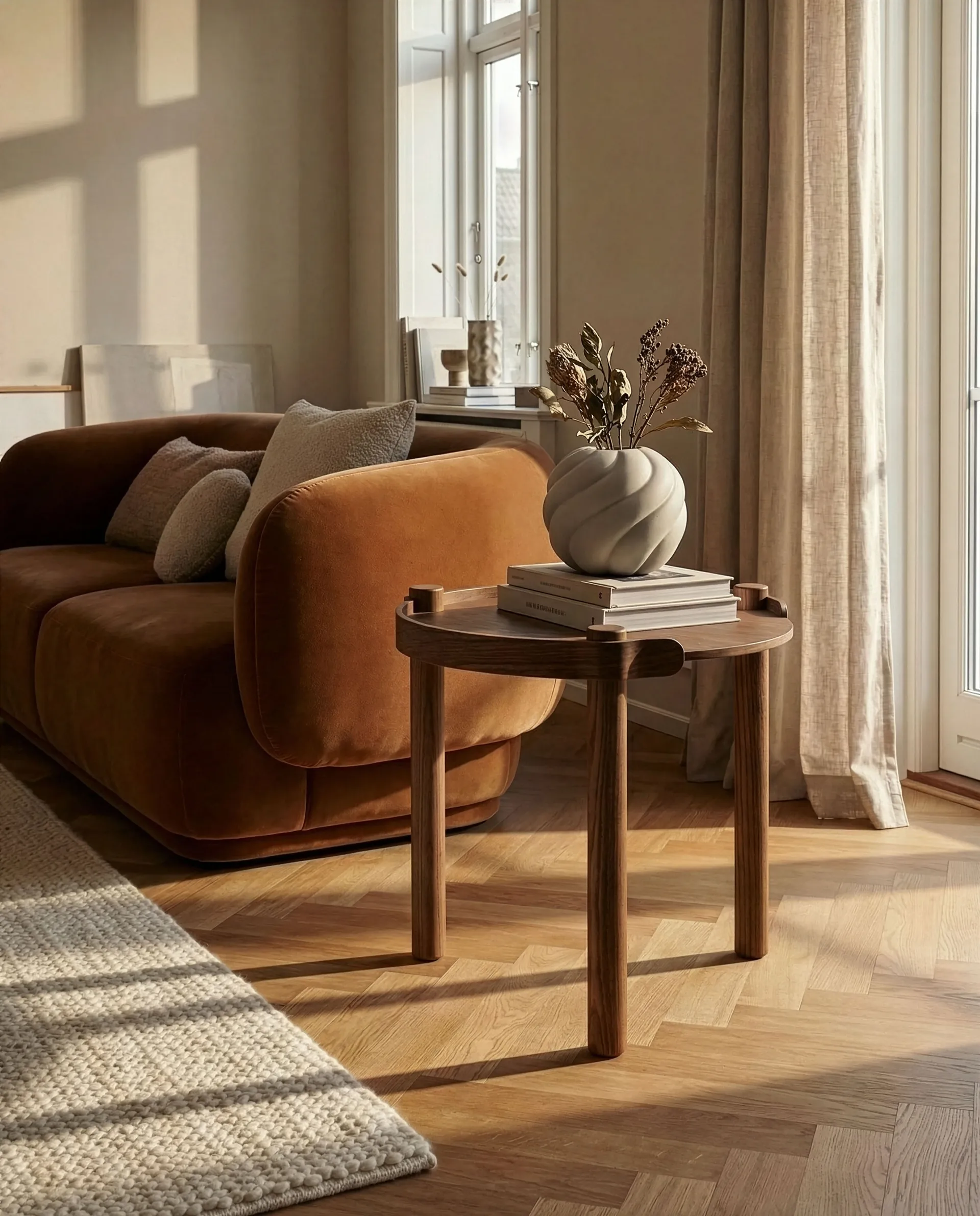 Table Woody Ø45 cm, Chêne foncé teinté Cooee Design