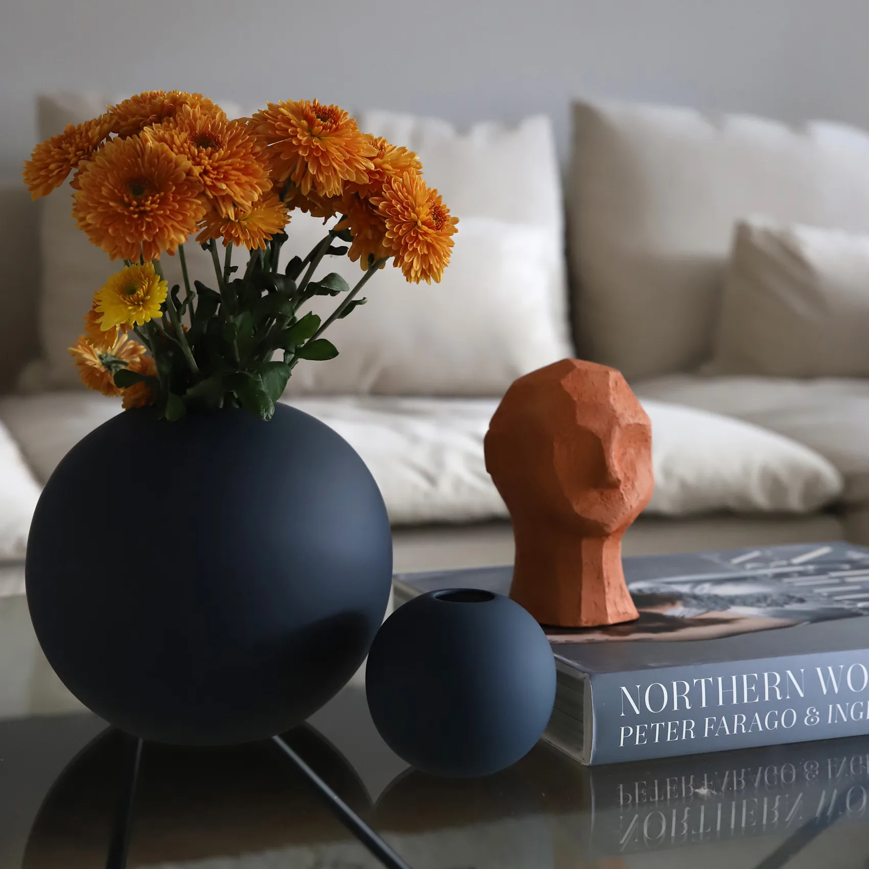 Vase Ball midnight blue, 20 cm Cooee Design