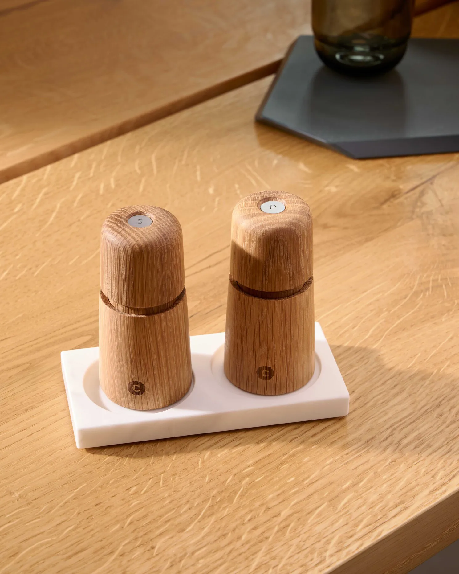 Support pour moulin à épices Tabletopper, marbre blanc Crushgrind