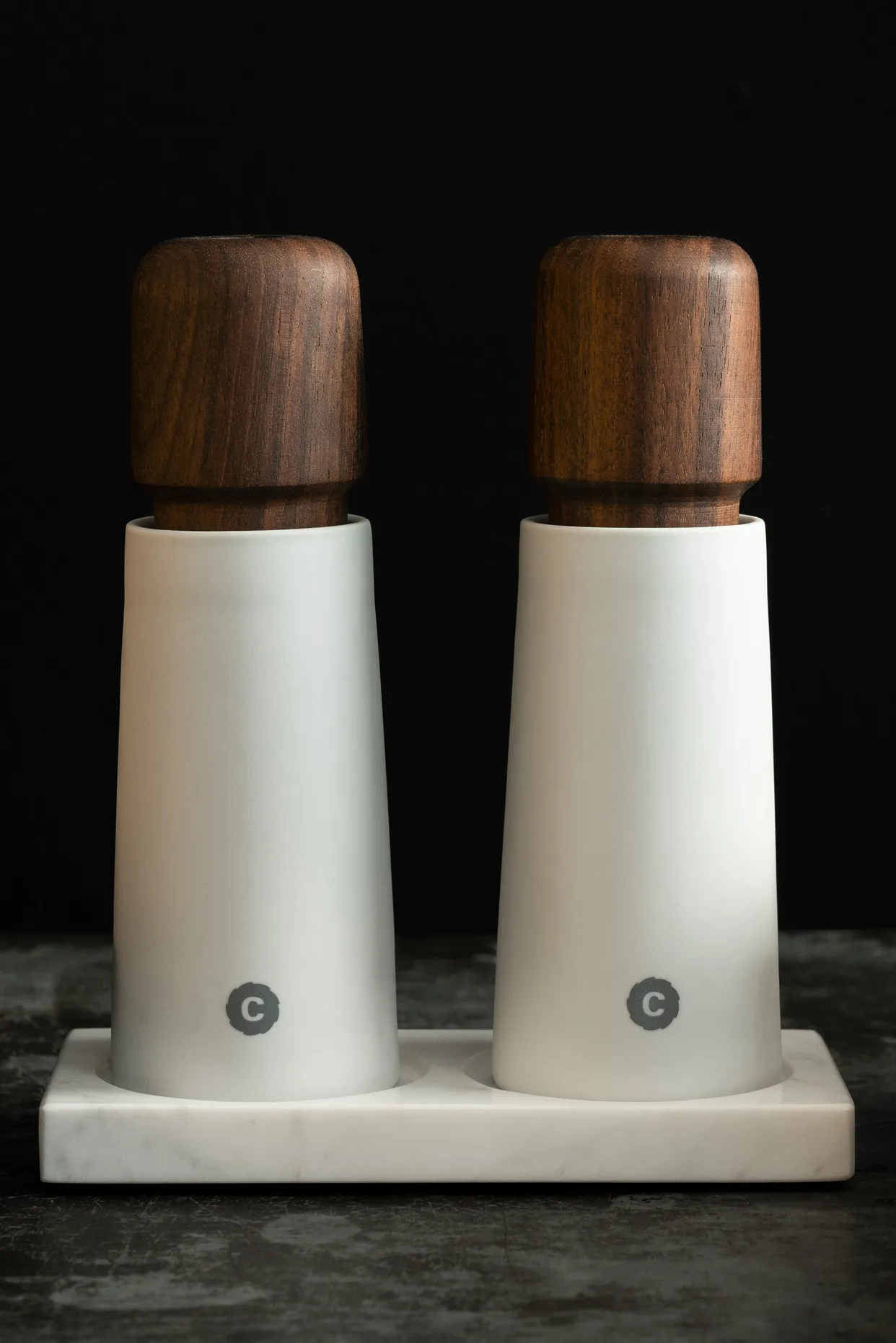 Support pour moulin à épices Tabletopper, marbre blanc Crushgrind