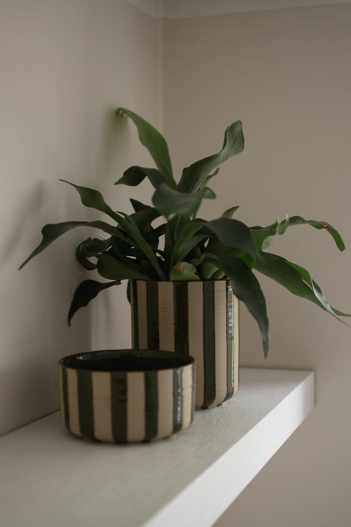 Cache-pot Line Ø14x16 cm, Stripe Green DBKD