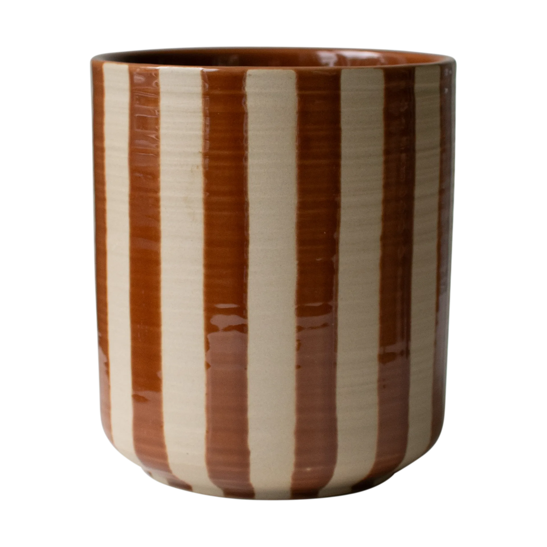 Cache-pot Line Ø14x16 cm, Stripe nougat DBKD