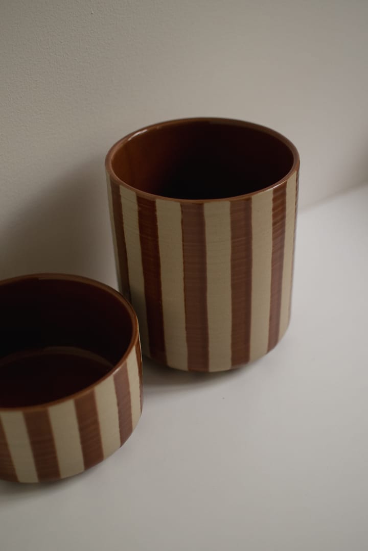 Cache-pot Line Ø14x16 cm, Stripe nougat DBKD