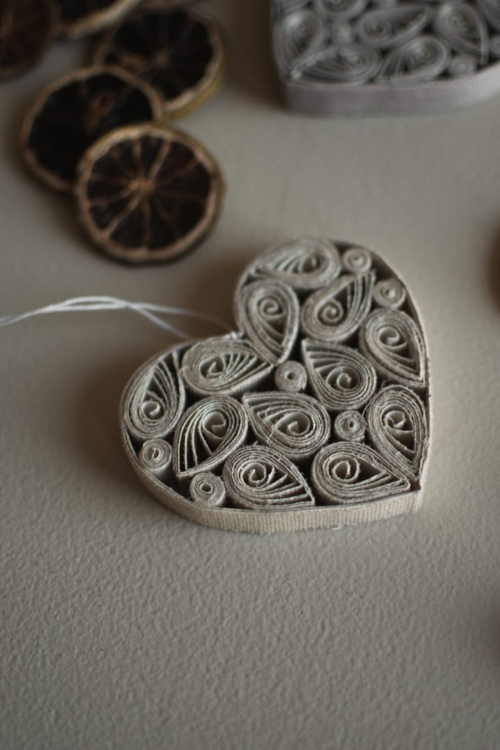 Décoration suspendue Paper heart 8 cm, Creme DBKD