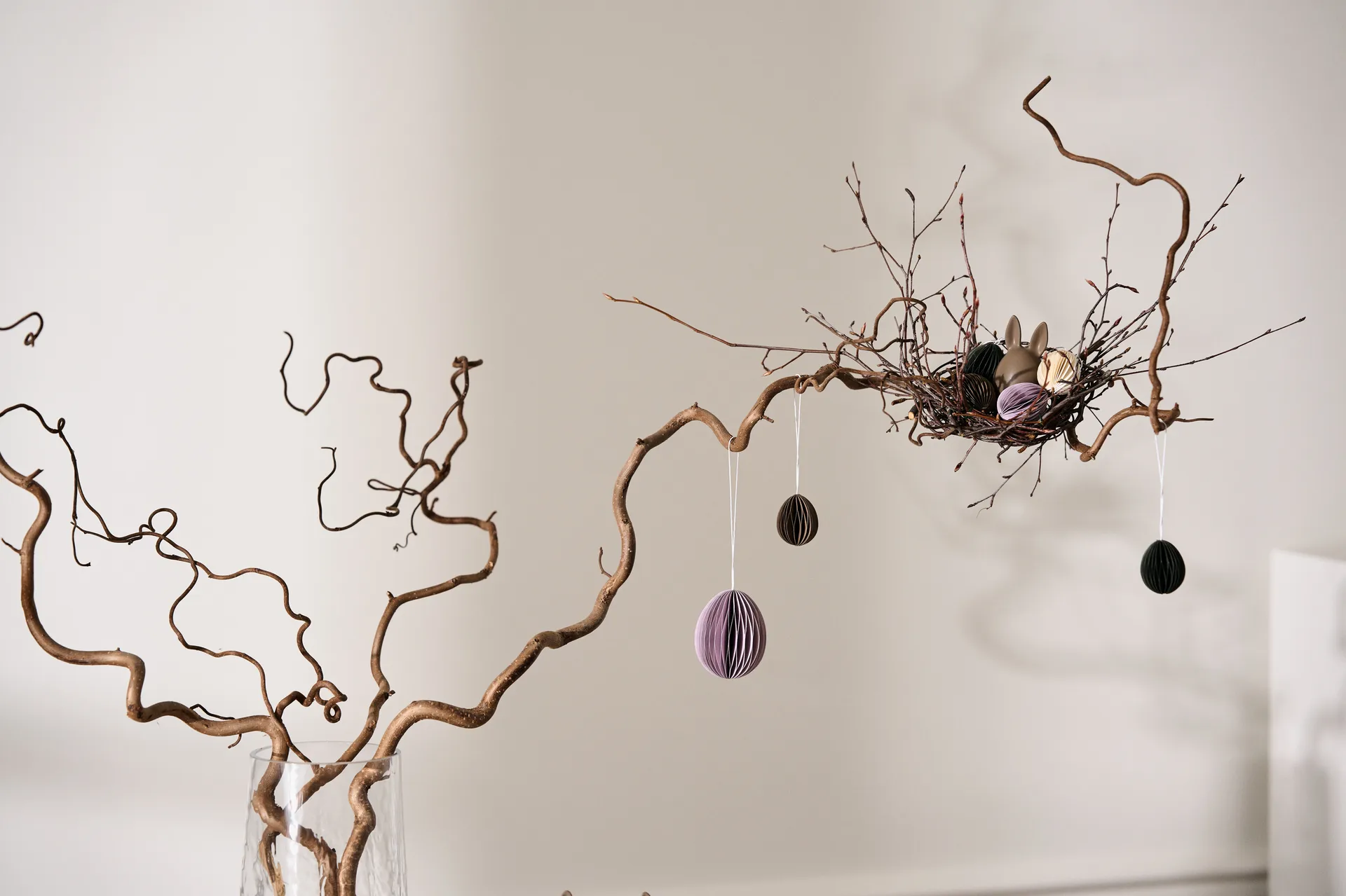 Pendentif de Pâques Ovoid papier small 4 cm, White DBKD