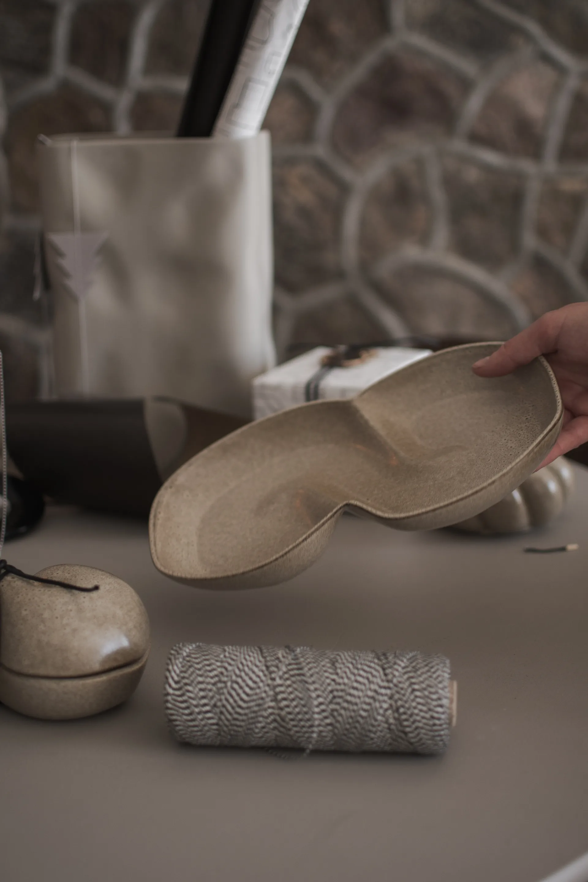 Plateau de présentation Bun 18x30 cm, Beige DBKD