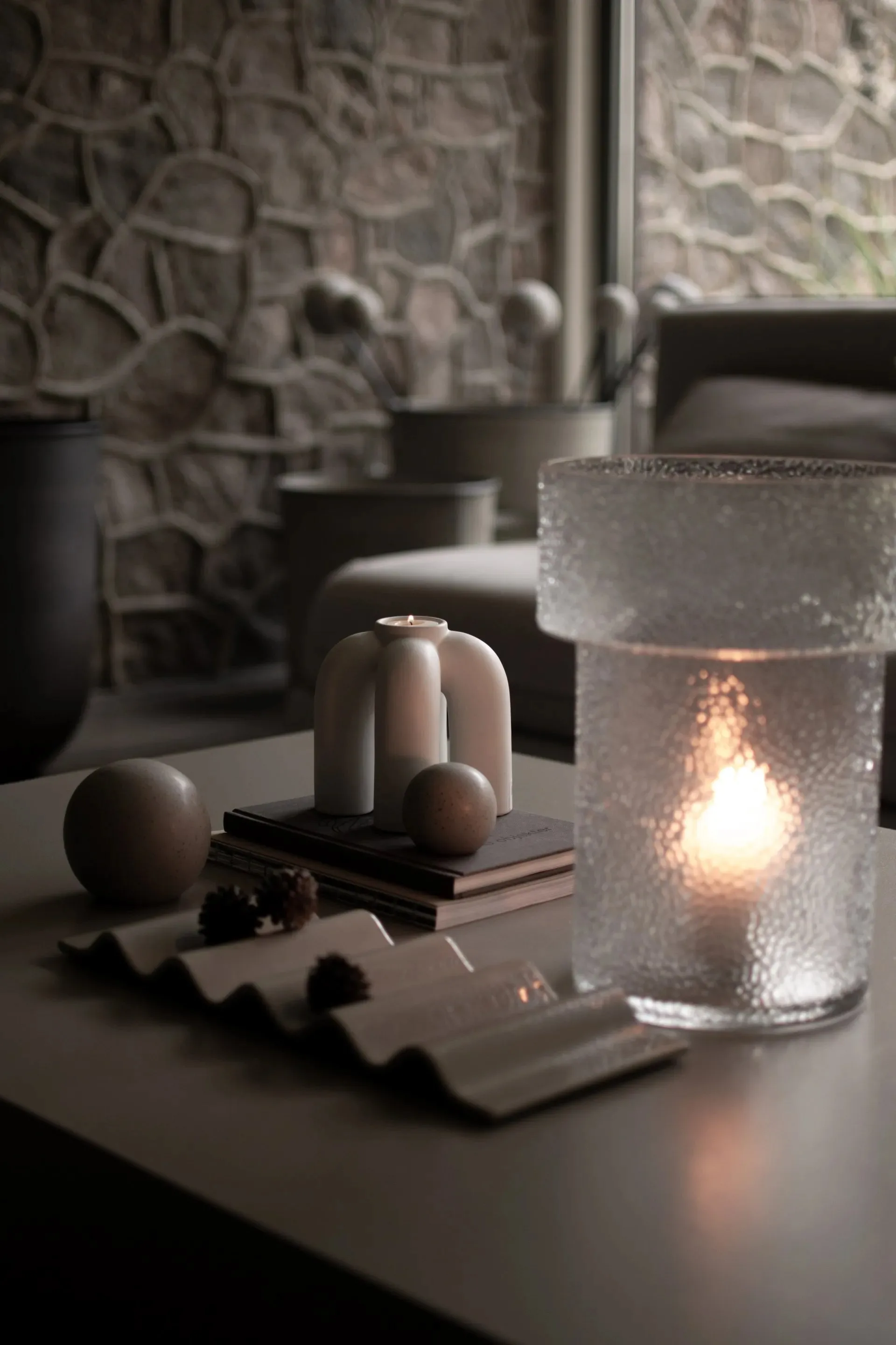 Porte-bougie à réchaud Rope 14x14 cm, Blanc DBKD