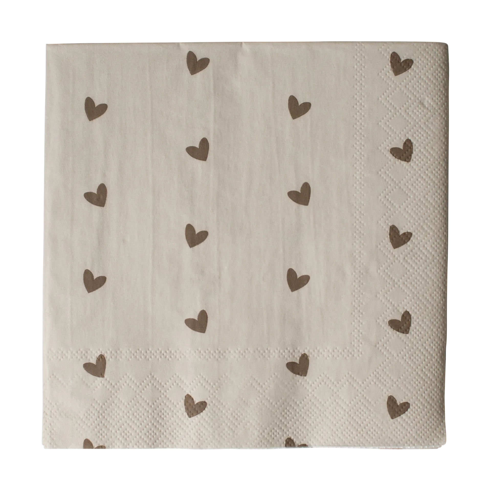 Serviette en papier Heart 33x33 cm, 20 pièces, Brown-beige DBKD