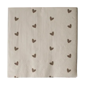 Serviette en papier Heart 33x33 cm, 20 pièces - Brown-beige - DBKD
