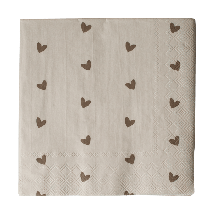 Serviette en papier Heart 33x33 cm, 20 pièces - Brown-beige - DBKD