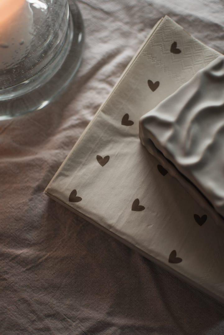 Serviette en papier Heart 33x33 cm, 20 pièces, Brown-beige DBKD