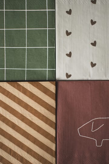 Serviette en papier Heart 33x33 cm, 20 pièces - Brown-beige - DBKD