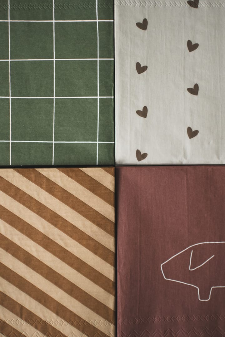Serviette en papier Heart 33x33 cm, 20 pièces, Brown-beige DBKD