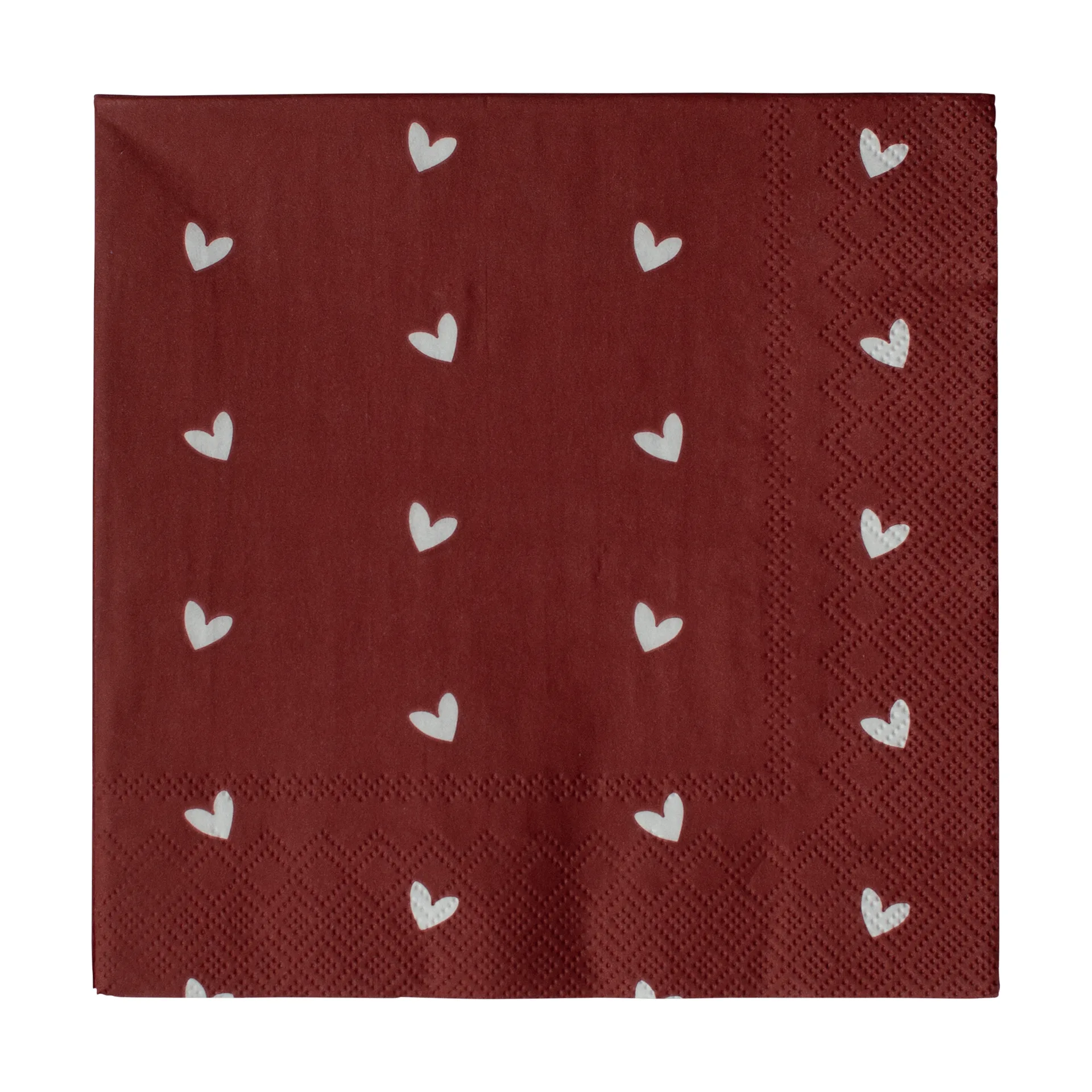 Serviette en papier Heart 33x33 cm, 20 pièces, Dark red DBKD