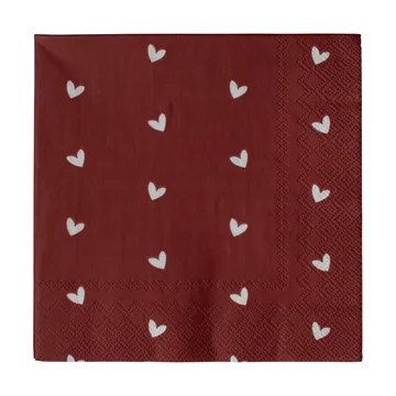 Serviette en papier Heart 33x33 cm, 20 pièces - Dark red - DBKD