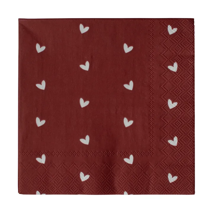 Serviette en papier Heart 33x33 cm, 20 pièces - Dark red - DBKD